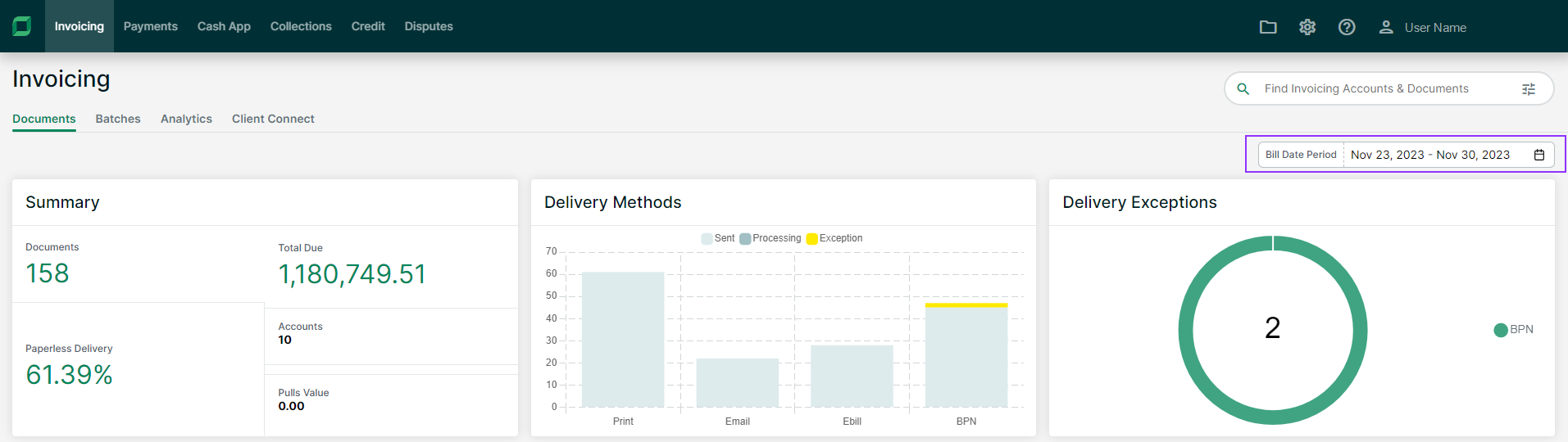 invoicing documents bill date period